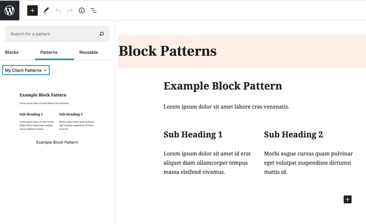 Rekisteröi lohkokuvio WordPressin lohkoeditorissa (Gutenberg)