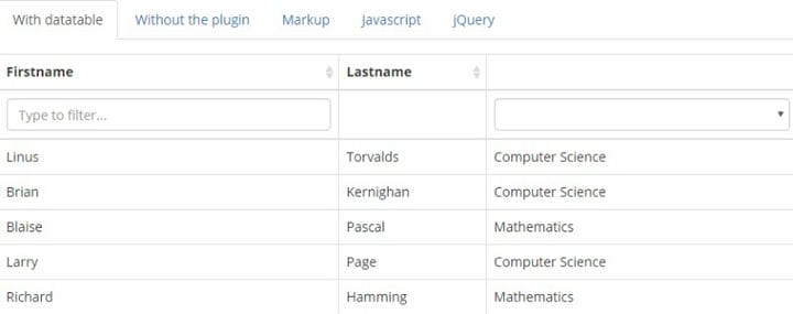 Plugin per tabelle jQuery da verificare - wpDatatables